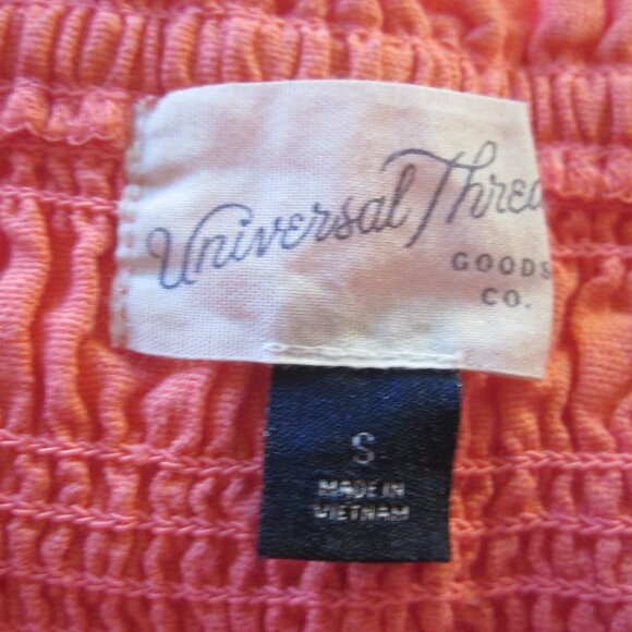 Universal Thread Jumpsuit S Coral/Orange Smocked Linen Blend Pockets - Picture 3 of 8